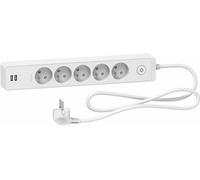 Schneider Electric - Odace, Rallonge Multiprises 5 Prises 2P+T, Blanche, 2xUSB, 1,5m - ST935U1W