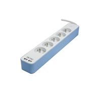 Chacon Bloc multiprise 5 prises 16A + 2 USB + USB-C 1,5 m Blanc/Bleu