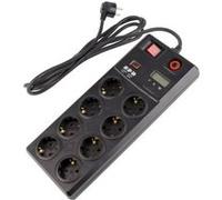 Bloc Multiprise 8 Prises Type F Schuko EU + Protection contre Surtensions 3m Noir Noir G