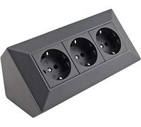 Bloc multiprise anthracite | Montage d'angle et encastré, prise d'angle pour plan de travail, cuisine, atelier