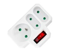 Bloc multiprise - ARCOTEC - Triplite 1x16A + 2x6A - Interrupteur lumineux - 3 prises - Blanc
