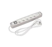 Bloc multiprise avec interrupteur - 5 prises - 2 ports usb - gris/blanc - terre française