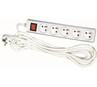 Dio - Bloc multiprise avec interrupteur 5 prises 2P+T Cordon H05VV-F 3G1mm² - 1,5m Blanc G