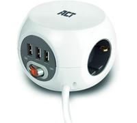 Bloc Multiprise Avec Usb, Powercube 3 Prises Usb-A (2,4 A/12 W) Avec Interrupteur, Prise 3 Prises, Avec Tampon Adhésif Pour Cuisine, Bureau, Salon, Longueur Du Câble 3 M, Couleur B[DYB982143]