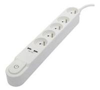 Chacon – Bloc multiprise 5 prises avec interrupteur et 2x USB Blanc 3 m