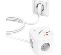 Bloc Multiprise Cube 4 Prises Avec Usb (2 Usb-A Et 2 Usb-C), Multiprise, Parasurtenseur 900J, 3680 W, Rallonge De 1,5 M, Prises Avec Interrupteur, Pour Salon, Bureau[DYB983216]
