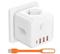 Bloc multiprise cube sans câble - Multiprise avec USB C - 3680 W - Adaptateur de prise 7 en 1 - Multiprise 7 en 1 - Powercube USB - Pour bureau, maison, voyage, blanc