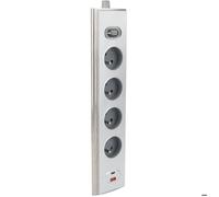 Otio - Bloc multiprise d'angle 4x16A + 2 USB A + C 20W + interrupteur - Inox