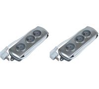 Bloc multiprise Design 3 Prises 16 T, Silver (Lot de 2)