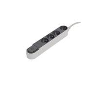 CHACON Bloc Design 4 x 16A avec Interrupteur - 3 m - Gris foncé