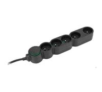 Zenitech Multiprise écoresponsable Home Green, 5 Prises 2P+T, Noir | 5 prises 2P+T, coloris noir