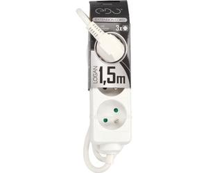 Bloc Multiprise - EDO - LOGAN - 3 prises - Blanc - 1,5m - IP20
