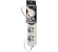 EDO, Socle de Prise - Logan Blanc 4 Fois câble français de Type E 1,5m, rallonge 1,5m, Socle de Prise 4 Fois, rallonge 1,5m, Socle de Prise 4 Fois, multiprise rallonge EDO777554