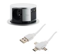 Bloc multiprise encastrable 16A + câble USB OFFERT - Zenitech