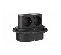 Bloc multiprise encastrable 2 prises 2P+T Piccolino - Noir mat SYNERCIA