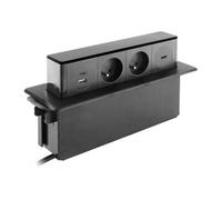 Otio Bloc multiprise encastrable 2x16A 2P+T + 2 ports USB Inox