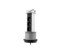 Zenitech - Bloc 3 prises escamotable 16A 2P+T, câblé HO5VV-F 3G1, Gris 1,60 m - Prises cachées