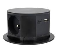 Otio Bloc multiprise encastrable compact 3 prises 16A (2P+T) et 2 USB Noir