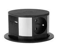 Bloc chargeur à induction rétractable sans interrupteur Otio 16 A/3A 3 modules avec USB 1,5m