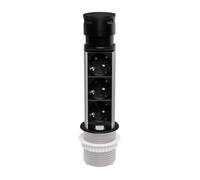 Bloc multiprise encastrable - PLASTROL - 3 prises SCHUKO - 2 prises USB-A - Noir - Intérieur
