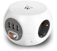 Bloc multiprise - EWENT - EW3939 - 3 prises + 3 USB - 1,5 m câble - Parafoudre