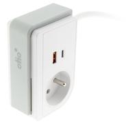 Bloc multiprise Gekko XS clipsable 2 USB A+C 20W 1.5m blanc - Zenitech