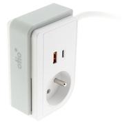 - Bloc multiprise Gekko XS clipsable 2 USB A+C 20W 1.5m blanc