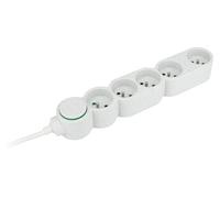 - Bloc multiprise Home Green plastique recyclé 5 prises 2P+T - blanc