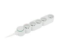 Bloc multiprise Home Green plastique recyclé 5 prises 2P+T - blanc - Zenitech