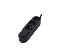 Bloc multiprise Interrupteur 3x16A - Blanc ou Noir - 0.5, 1.5 ou 3m - Chacon (Noir, 1.5m)