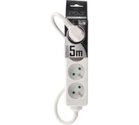 Bloc Multiprise - LOGAN - EDO - 4 prises 2P+T - Blanc - Câble 5m - IP20