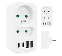 Prise courant Maclean x2 + 4xUSB, splitter avec 2 prises, 2xUSB A, 2xUSB C PD 20W, 1x16A + 1x6A, MCE249 F/W