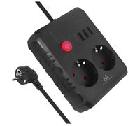 Maclean Multiprise MCE387/8 – 2 prises, 3xUSB 2500W, interrupteur lumineux, Noir 1,5m