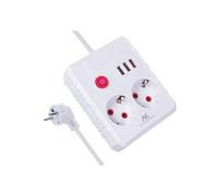 Bloc multiprise - MACLEAN - MCE388 W - 2 prises - 3 ports USB - 2500W - 3 m - blanc