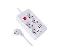 Bloc multiprise - MACLEAN - MCE392 W - 4 prises - 3 ports USB - 1.5m - Blanc
