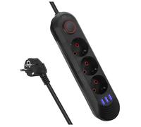 Bloc multiprise - Maclean - MCE394 B - 3 prises F 45° - 3x USB 2,1A - Câble 1,5 m