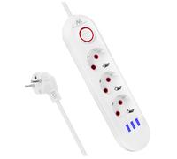 Bloc multiprise - MACLEAN - MCE394 W - 3 prises + 3 ports USB - 1.5m - 2500W - Blanc