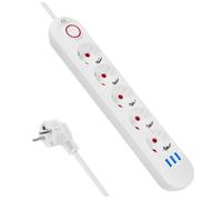 Bloc multiprise - MACLEAN - MCE395 B - 5 prises - 3 ports USB - 2500W blanc