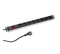 Multiprise 19 pouces Velleman EBP08PDU x8 noir, acier inoxydable 1 pc(s)