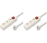 Bloc multiprise Schuko Standard 3x16A, avec Interrupteur, câble de 1m de Long, H05VV-F3G1.0MM2, CE, Blanc (Lot de 2)