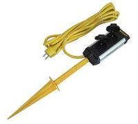 Stanley - Bloc Multiprise "Ground Spike" - 2 Prises - Avec Clapets Et Piquet