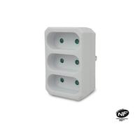 Bloc multiprise - VELAMP - ADAT-FR-2 - 3 prises électriques - 6A - Protection enfants