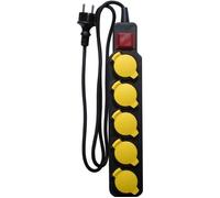 Bloc multiprise ZENITECH 1,5 m - étanche 5 prises 5 x 16A + clapet 3G1 - IP 44