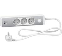 Bloc multiprises 3 Prises 2P+T et 2 USB - 1,5m - Blanc - Schneider Electric