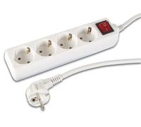 Perel Multiprise avec Interrupteur, 4 Prises Schuko (Type F) avec Protection Enfants, câble H05VV-F 3G1.5 de 3 m, 3500 W, IP20, Blanc, 16 A, 230 V