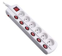 Bloc multiprises 6 prises 2P+T - avec interrupteur déporté - L : 1.5 m - b