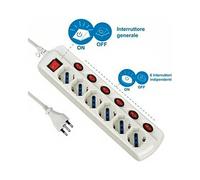 Bloc multiprises 6 prises avec interrupteurs individuels Electraline - 62059