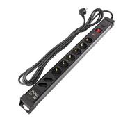 Bloc Multiprises 6 Prises Type F Schuko EU Protecteur de Surtensions + 2 Prise Type C+ 2USB 5m Noir