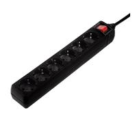 Bloc multiprises à 6 sorties avec interrupteur, 1,4m, noir