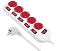 Bloc multiprises avec interrupteurs individuels MacLean MCE204 R/W - 1.5m blanc